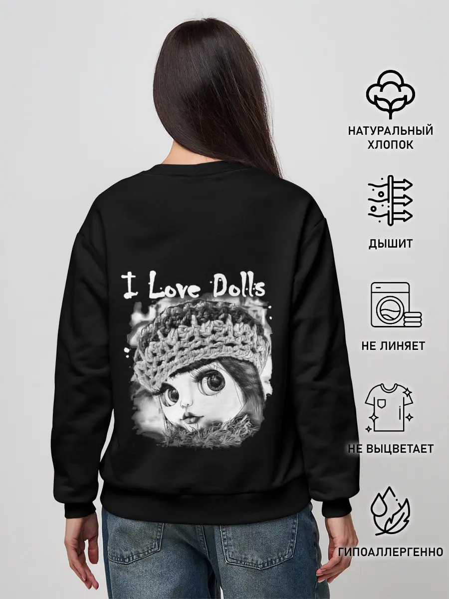 Женский свитшот / Кукла черно белый фон