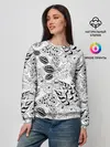 Женский свитшот / Черно-белый узор Тропики