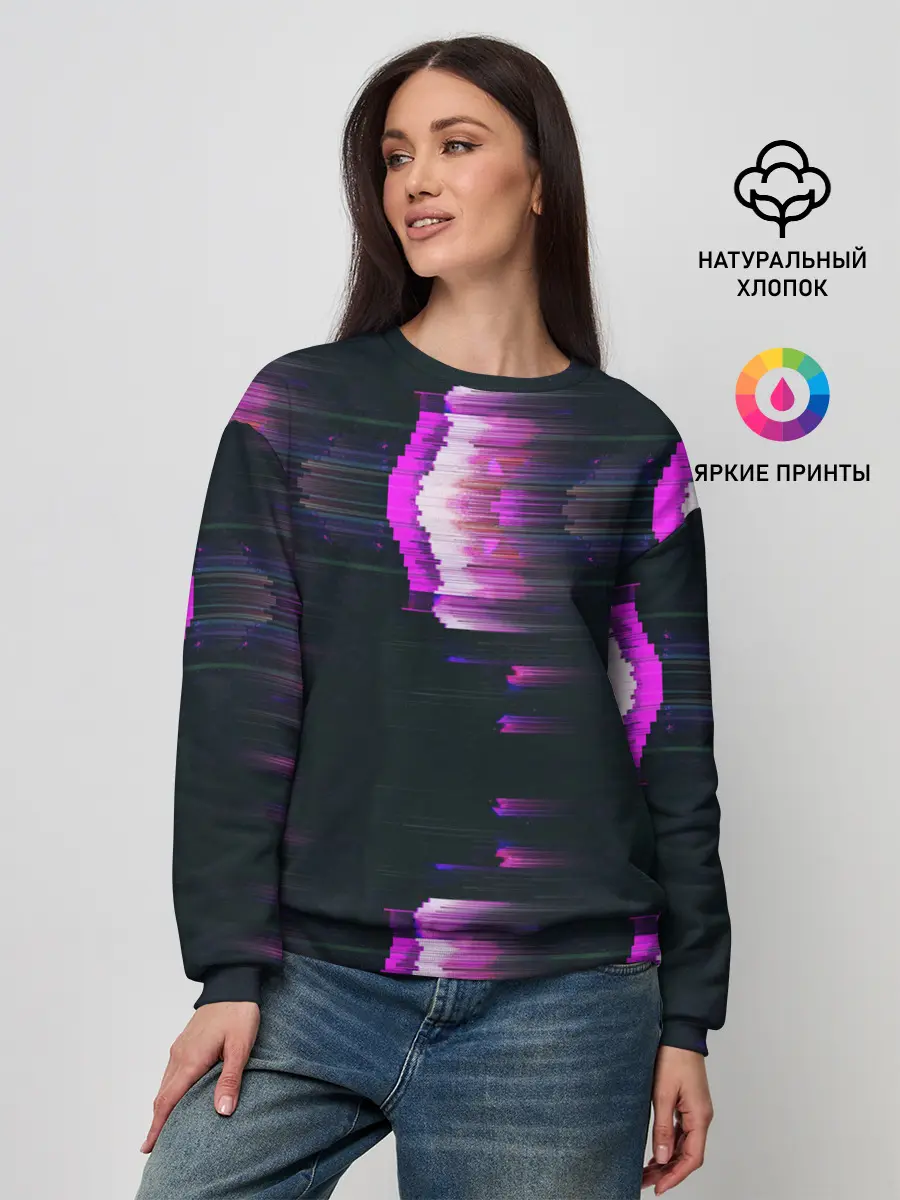 Женский свитшот / Розовый глитч