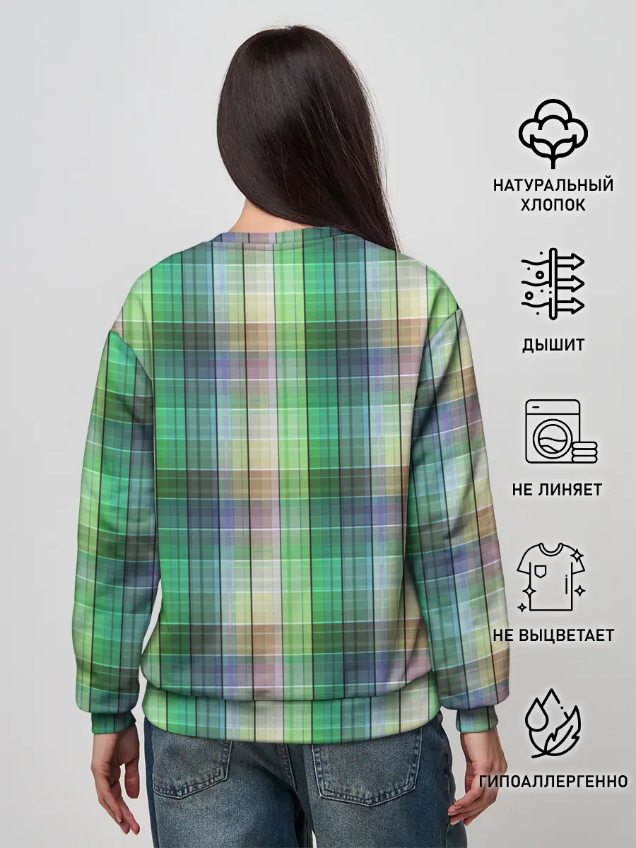 Женский свитшот / Зеленый клетчатый узор