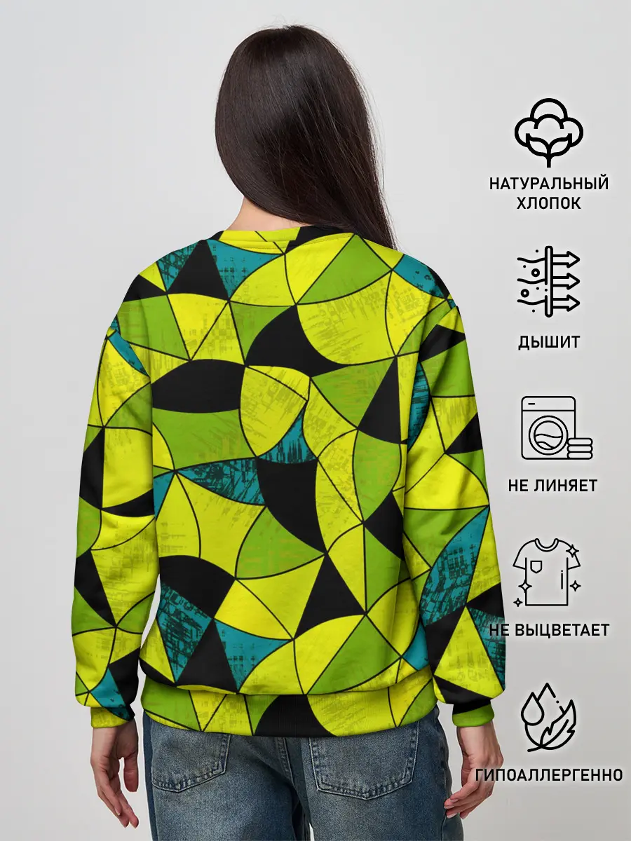 Женский свитшот / Гранжевый яркий зеленый