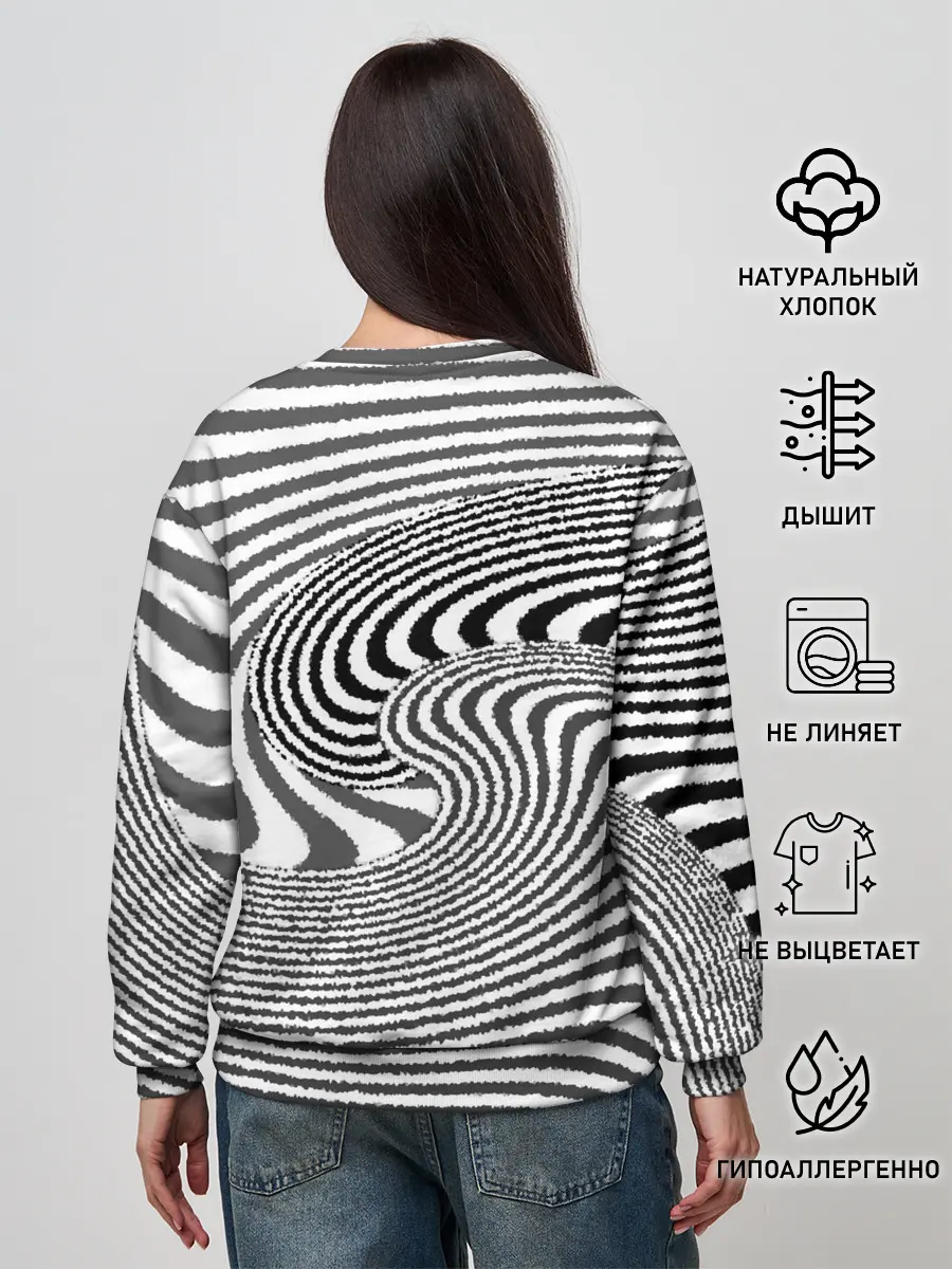 Женский свитшот / Черно белый мозаичный узор
