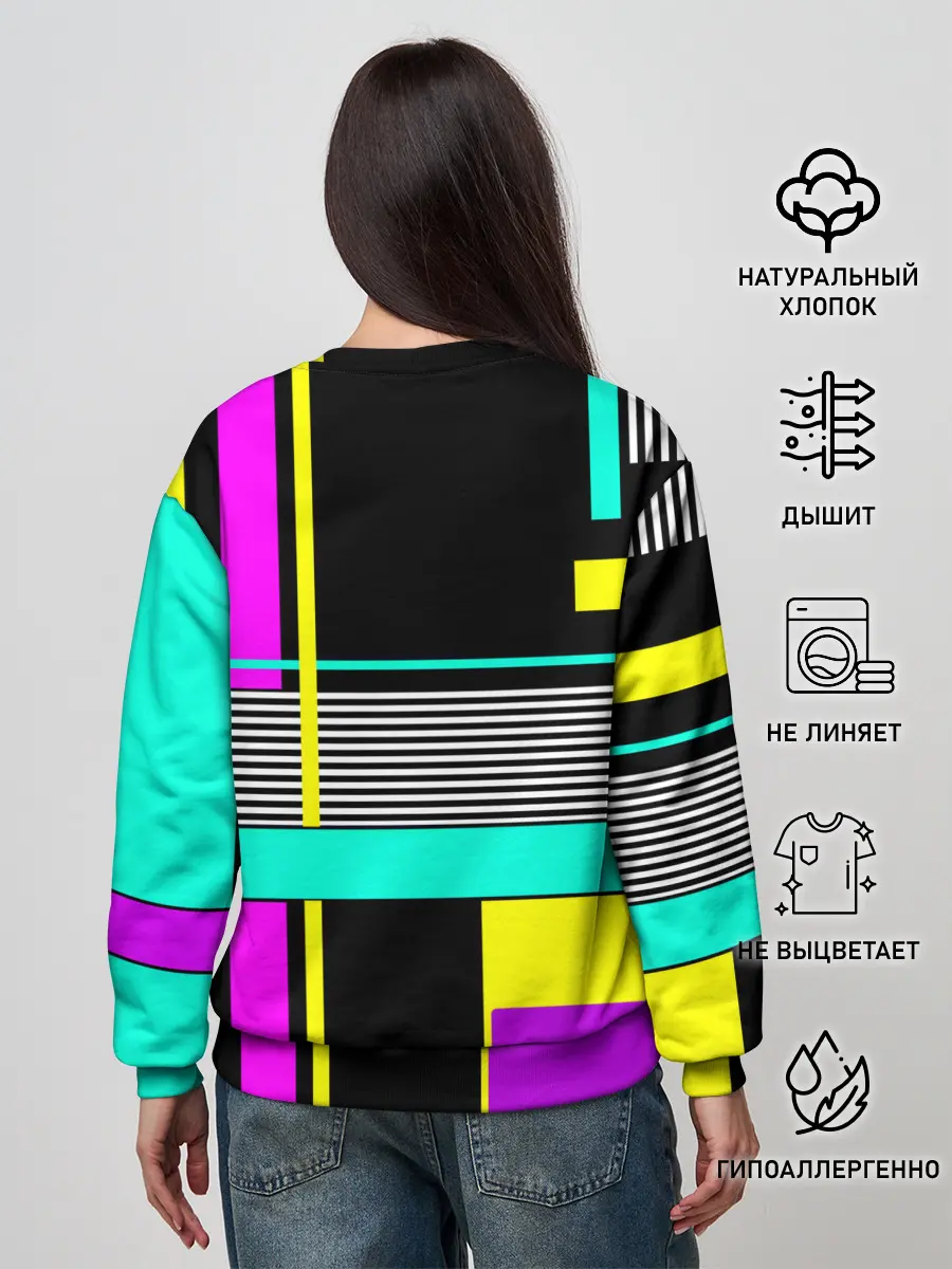Женский свитшот / Геометрический неоновый узор