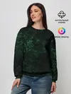 Женский свитшот / Темно-зеленый мраморный узор
