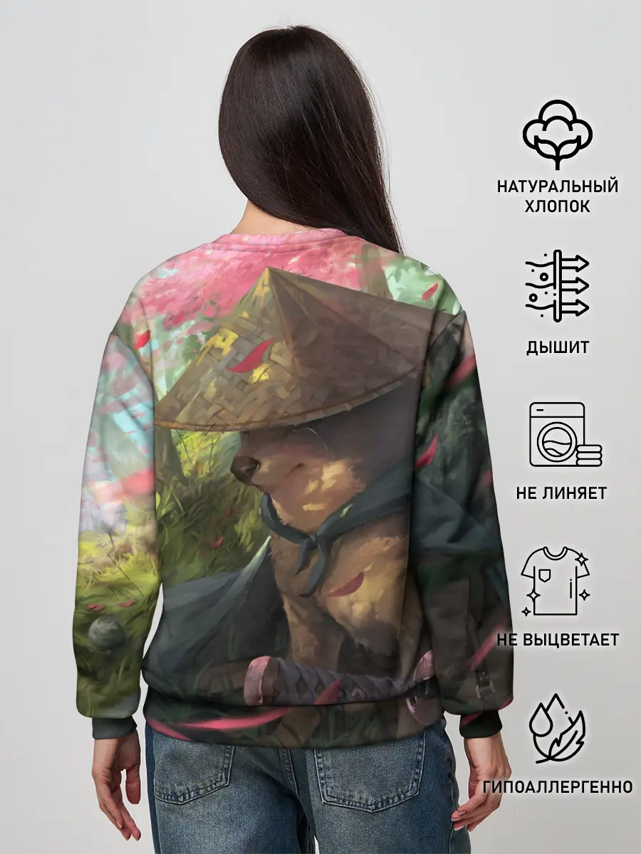 Женский свитшот / Собака Самурай плачет мем