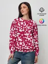 Женский свитшот / Бело-красный цветочный