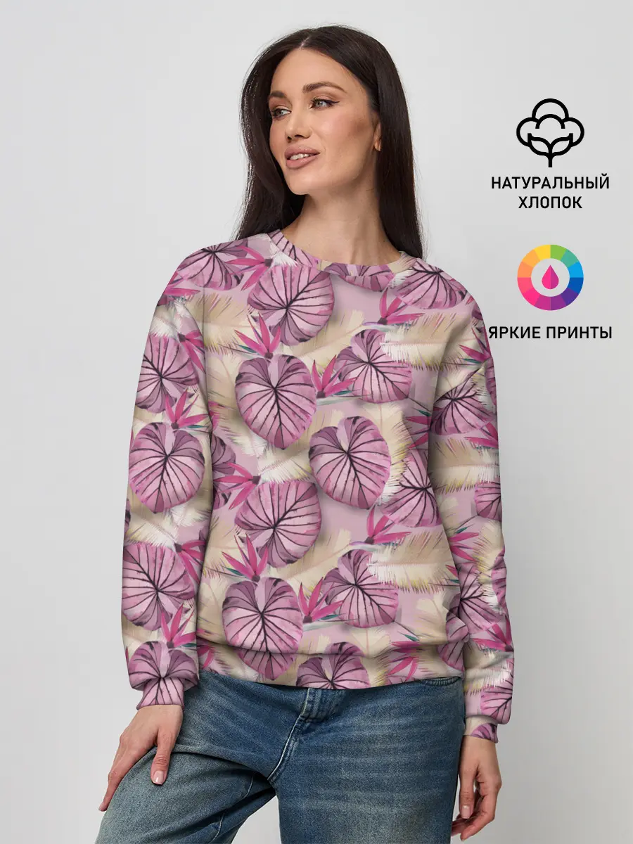 Женский свитшот / Розовый тропический узор