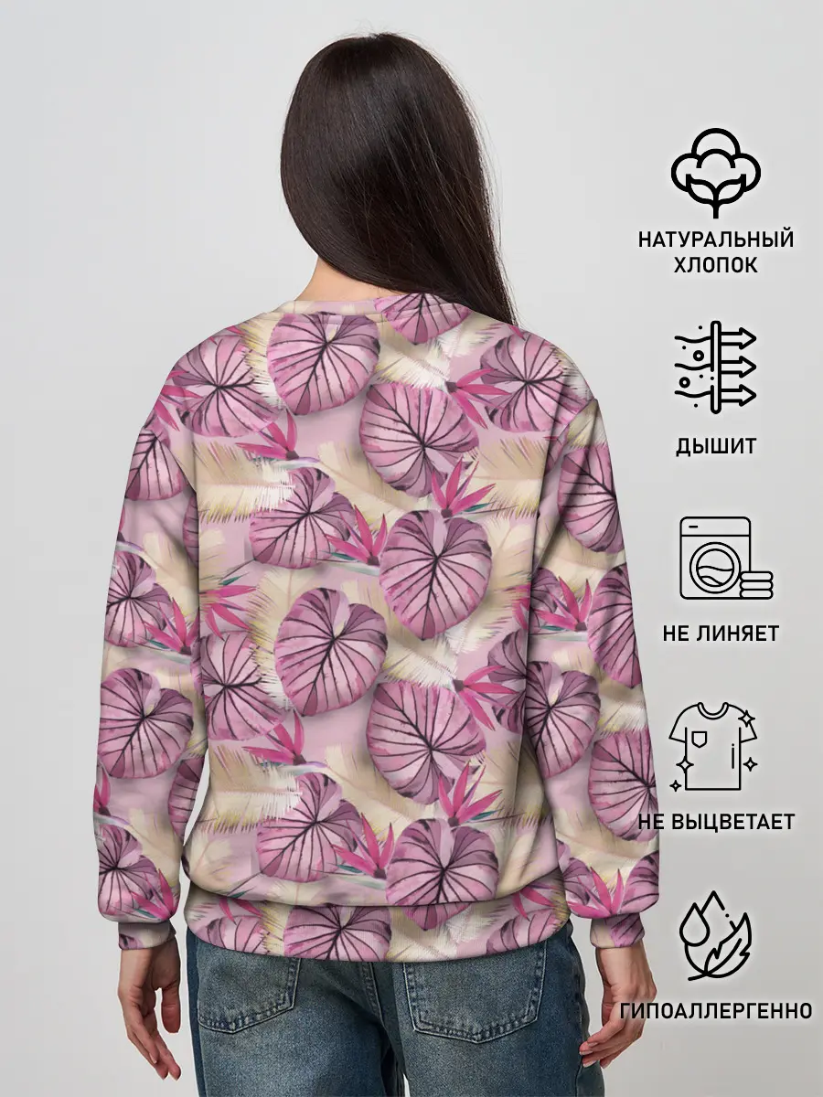 Женский свитшот / Розовый тропический узор