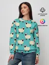 Женский свитшот / Овечки паттерн на бирюзовом