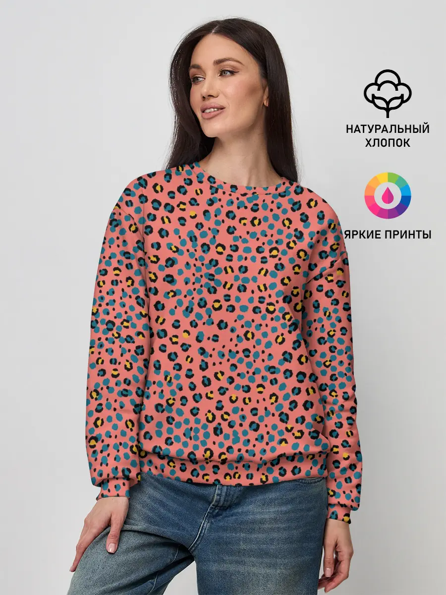 Женский свитшот / Леопардовый принт на розовом