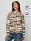 Женский свитшот / Акварельные розы на полосатом