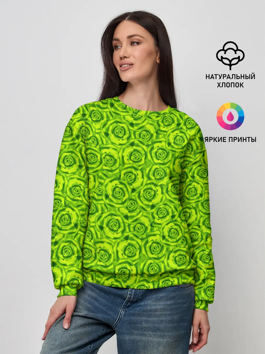 Женский свитшот / Неоновый цветочный узор