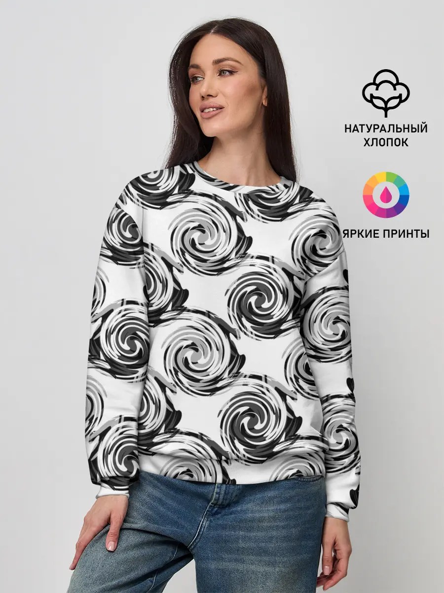 Женский свитшот / Черно-белый абстрактный узор