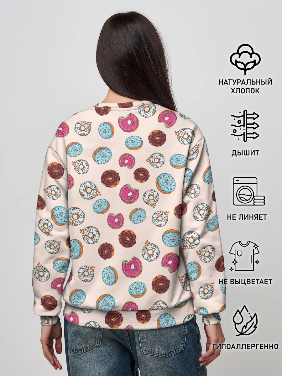 Женский свитшот / Пончики донаты паттерн