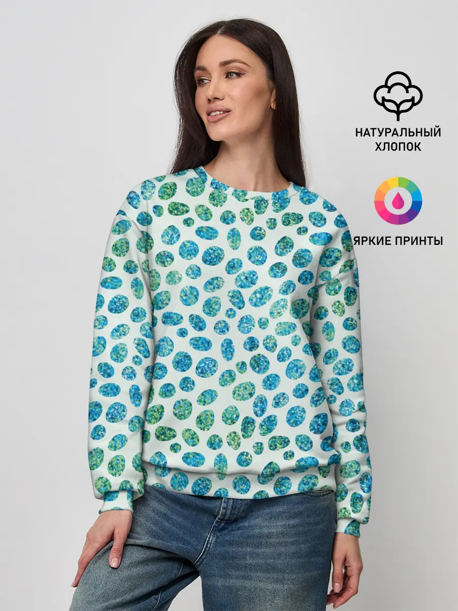 Женский свитшот / Драгоценные зеленые камешки