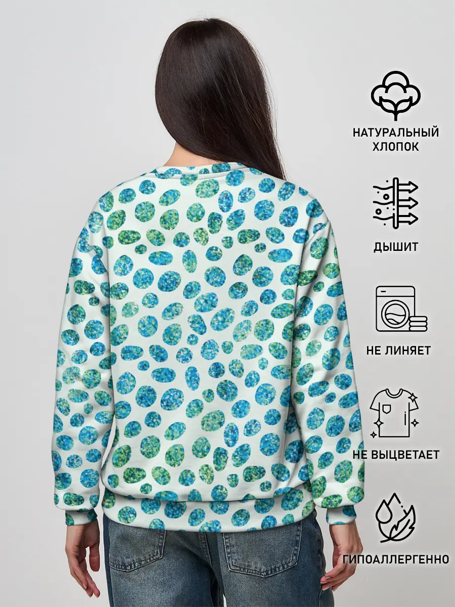 Женский свитшот / Драгоценные зеленые камешки