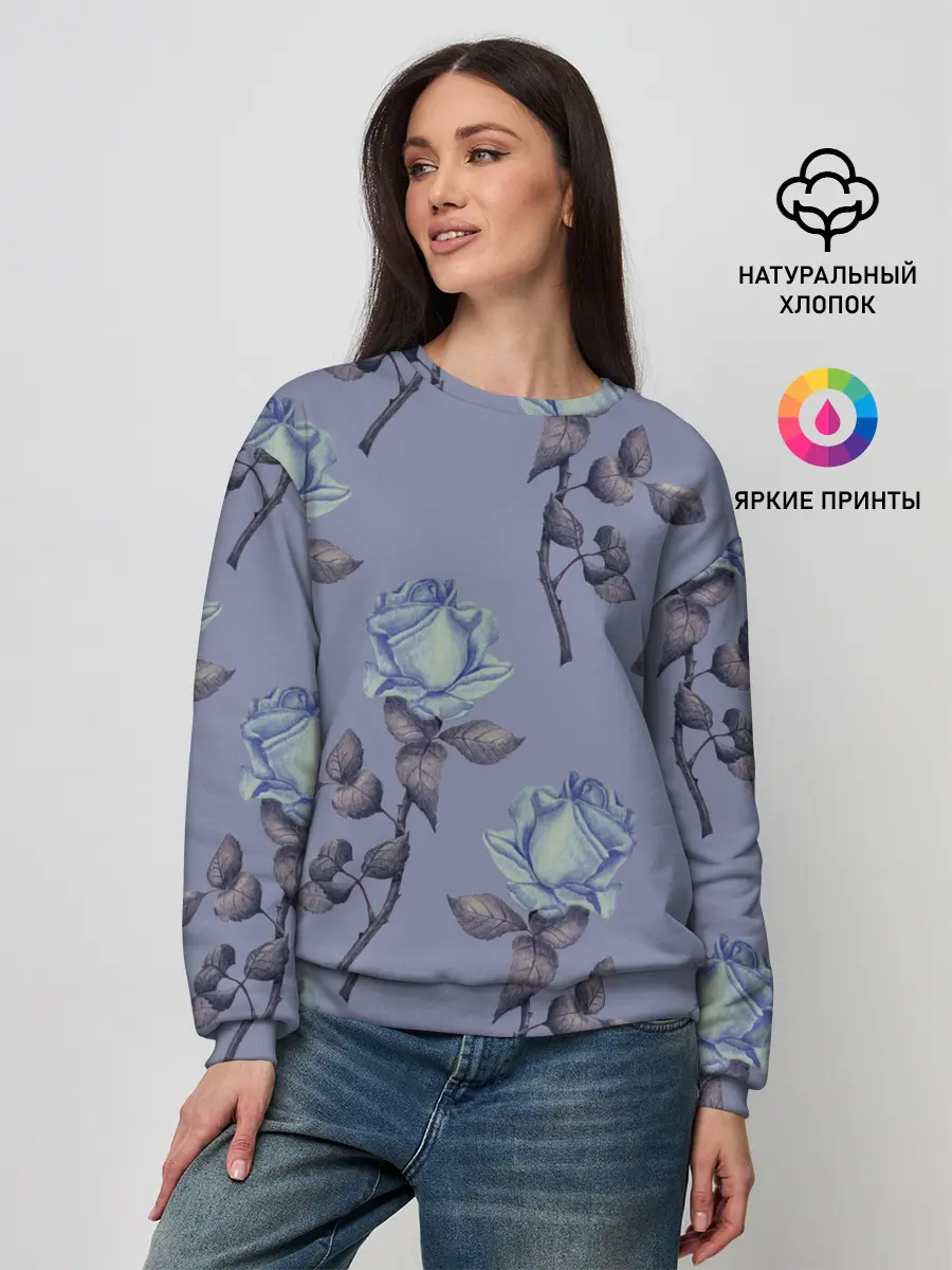 Женский свитшот / Голубые розы