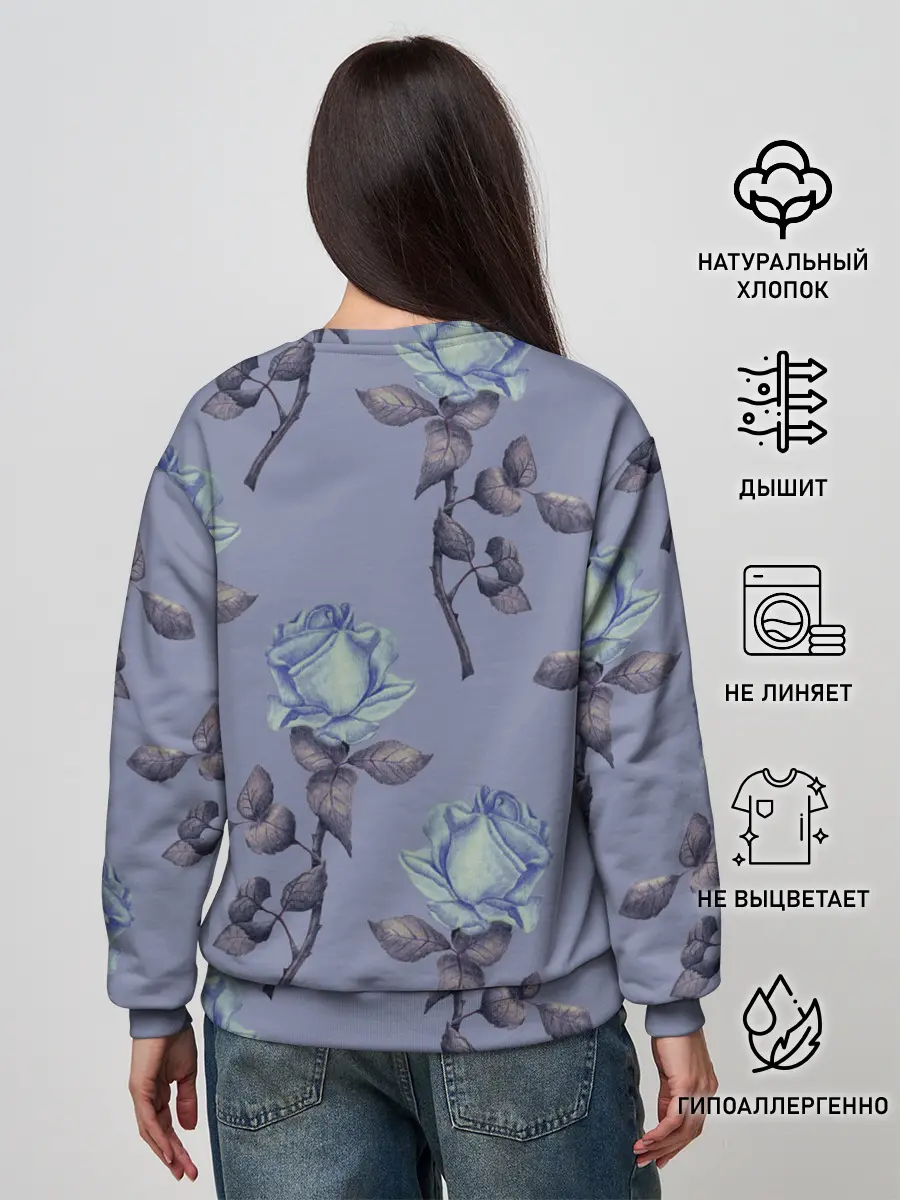 Женский свитшот / Голубые розы