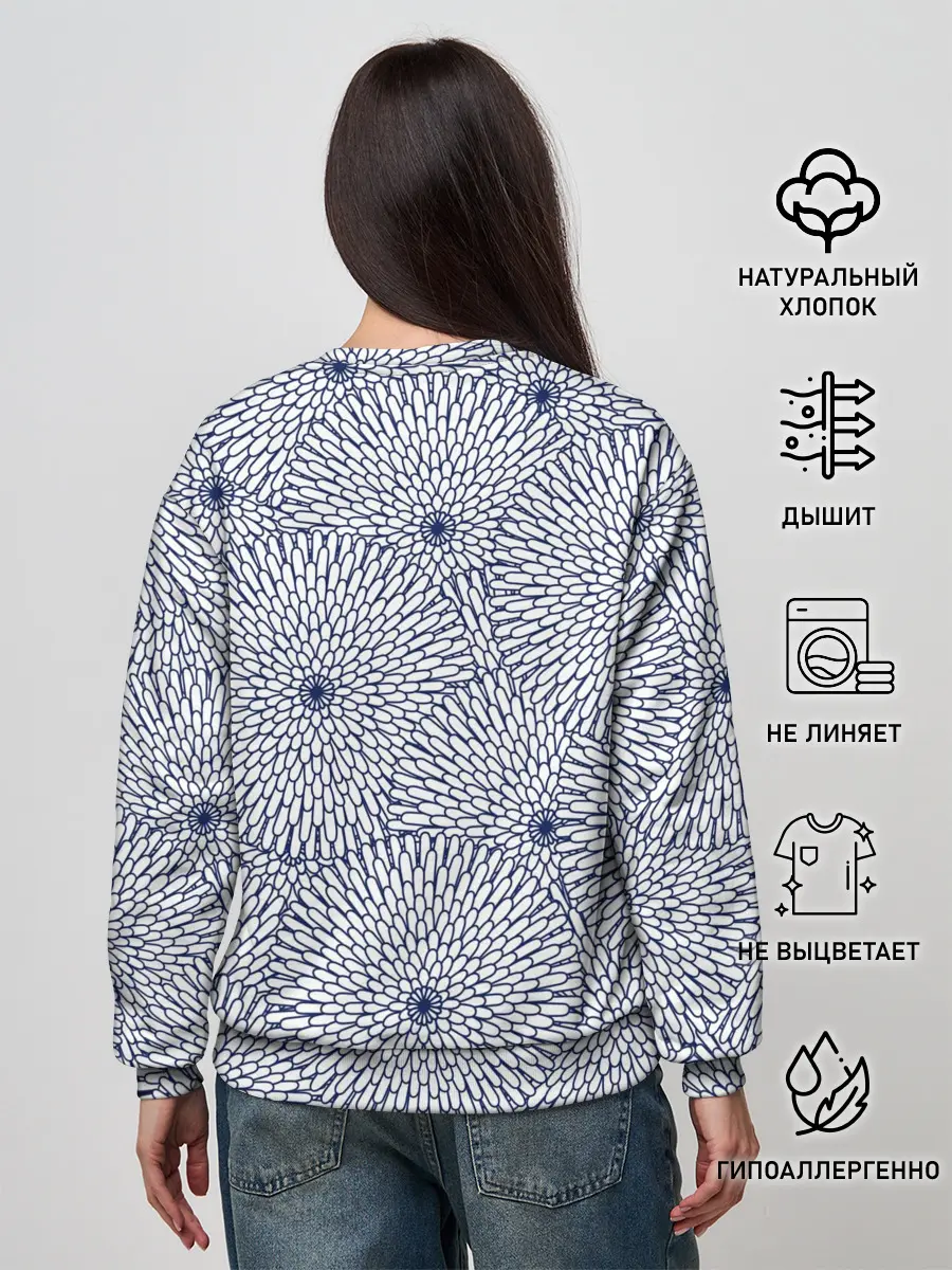 Женский свитшот / БЕЛЫЕ ХРИЗАНТЕМЫ | ПАТТЕРН