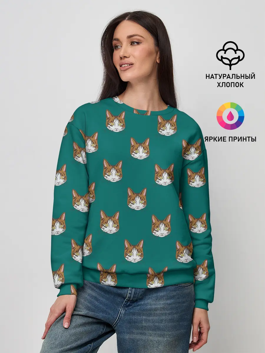 Женский свитшот / Рыжий кот паттерн