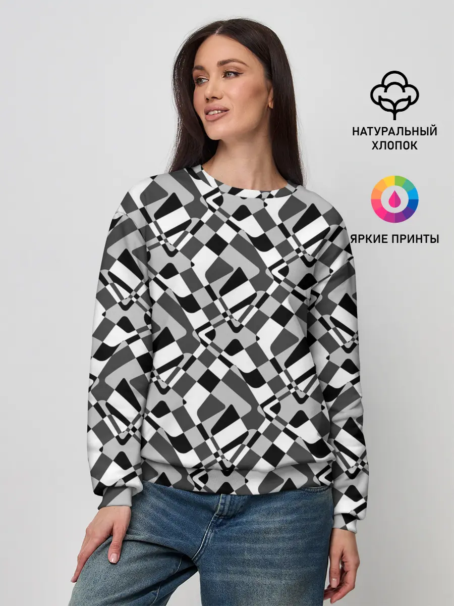 Женский свитшот / Черно-белый абстрактный узор