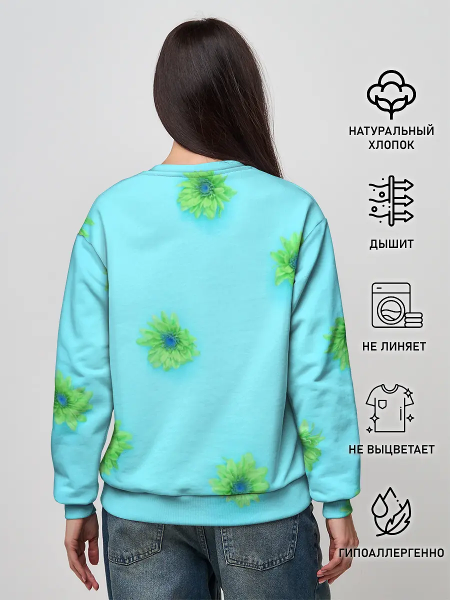 Женский свитшот / Зеленые Цветочки
