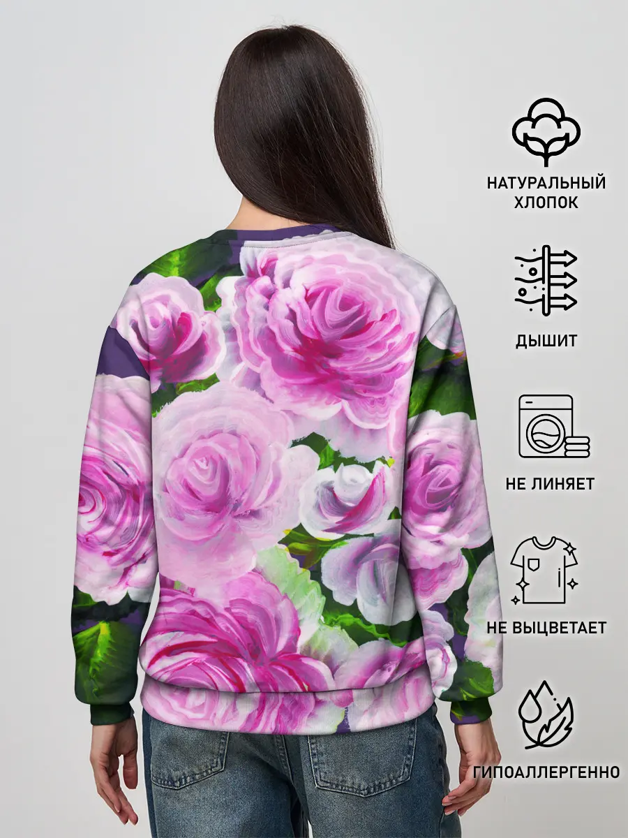 Женский свитшот / Цветы Розовые Розы красками