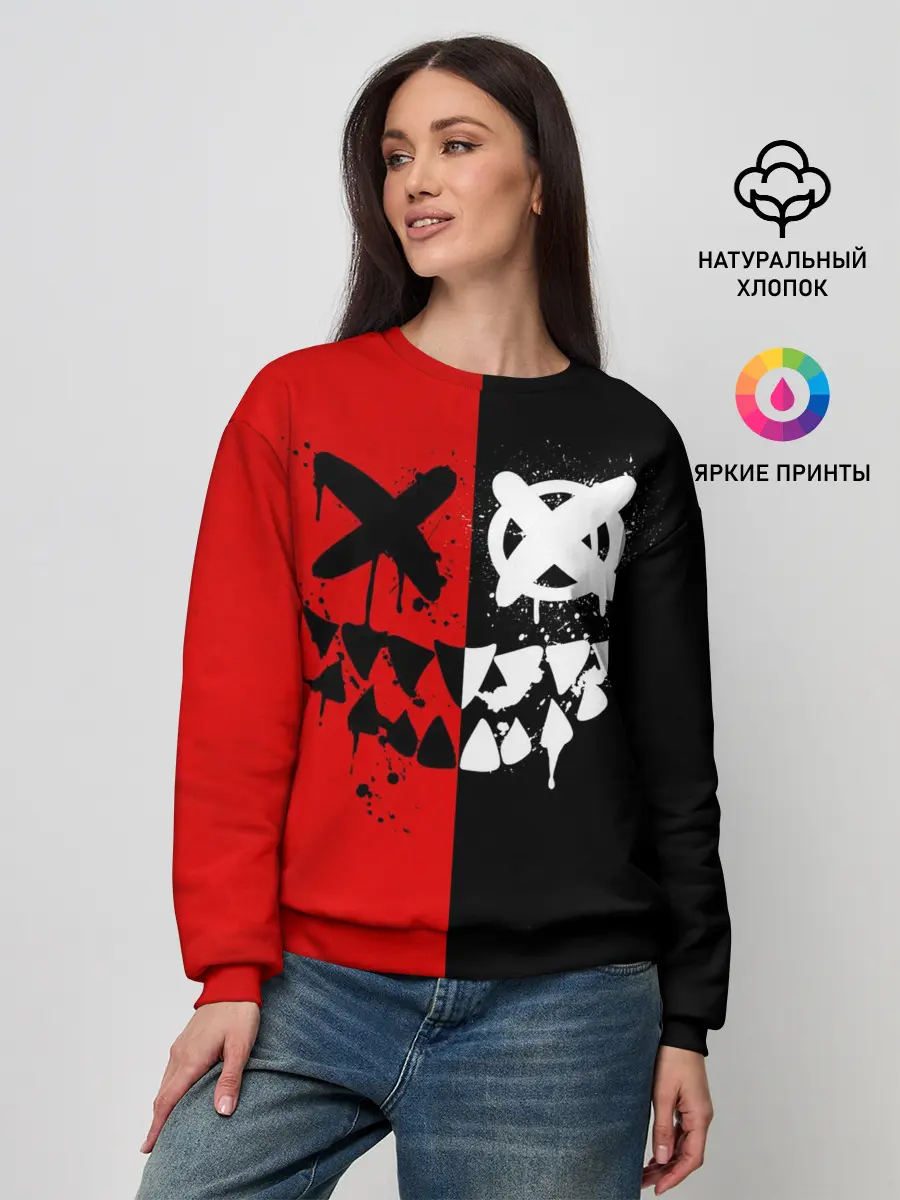 Женский свитшот / Smail Black and red