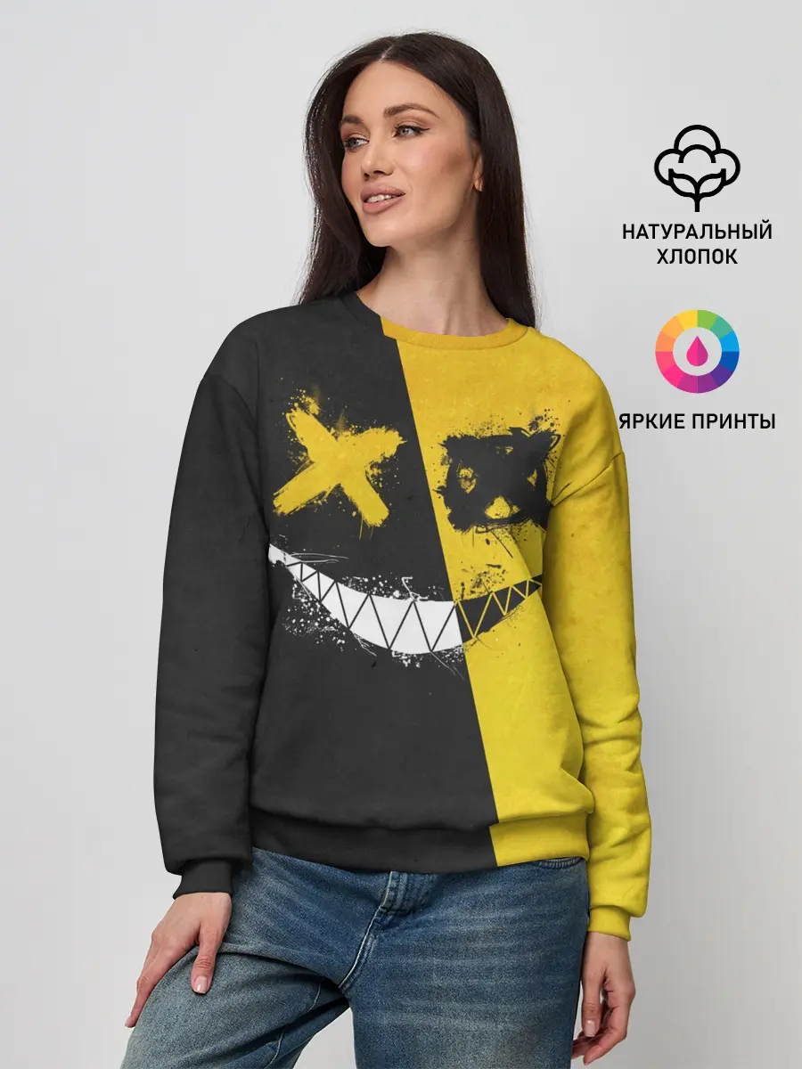 Женский свитшот / Yellow and Black Emoji