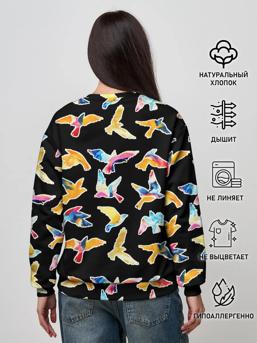 Женский свитшот / акварельные птицы