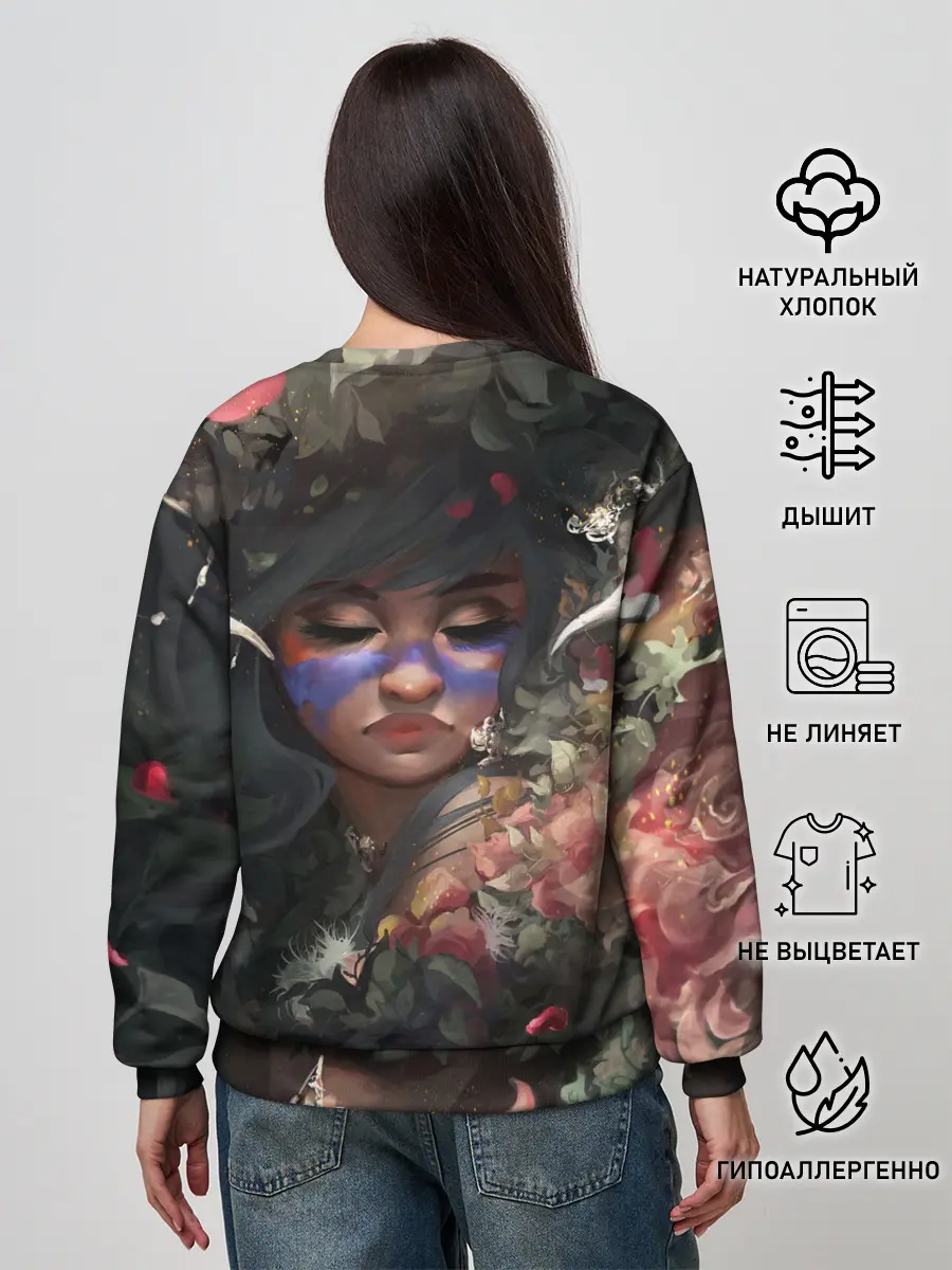 Женский свитшот / Суккуб | Демонесса в цветах