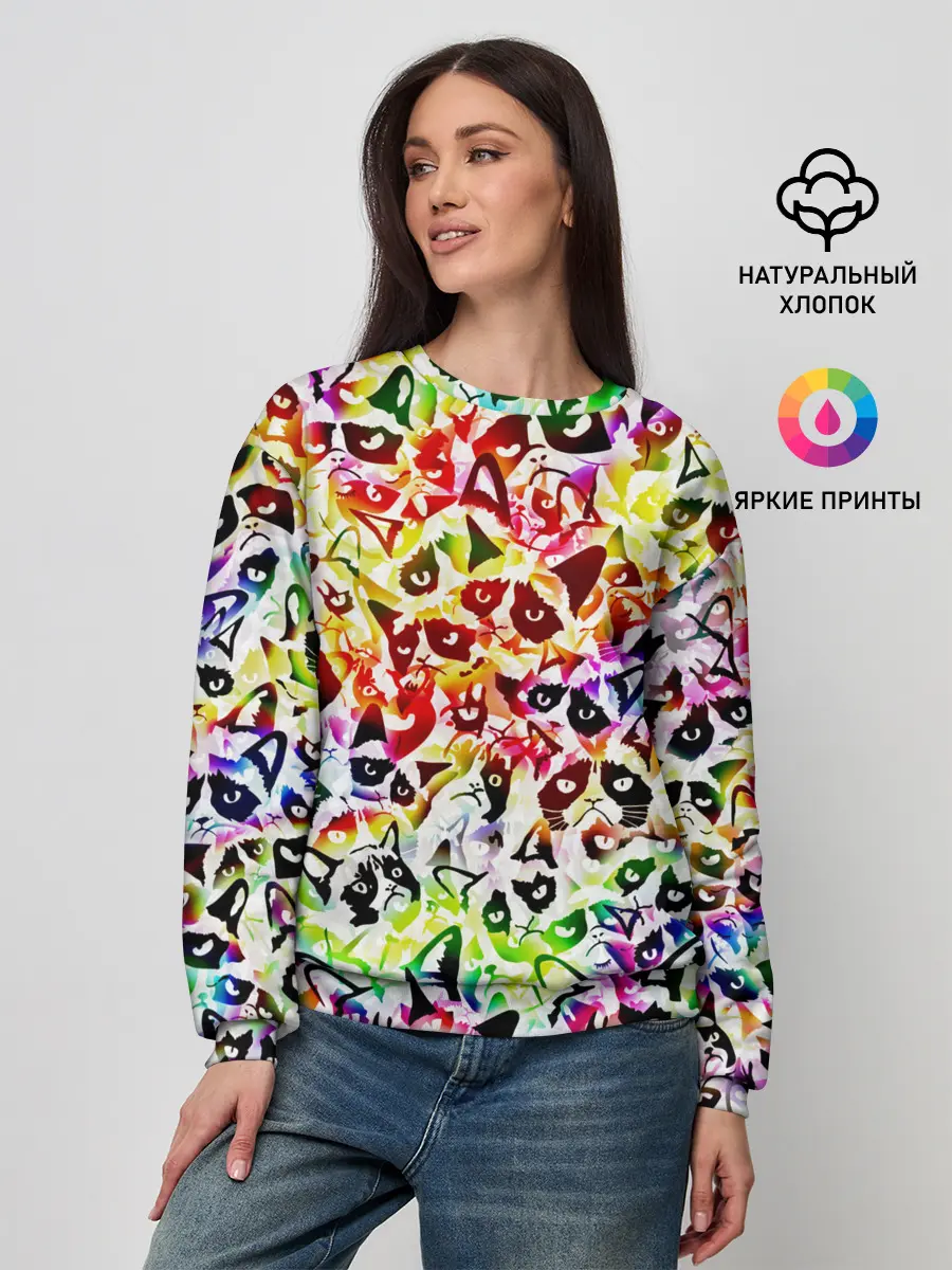 Женский свитшот / Веселый узор из грустных котов