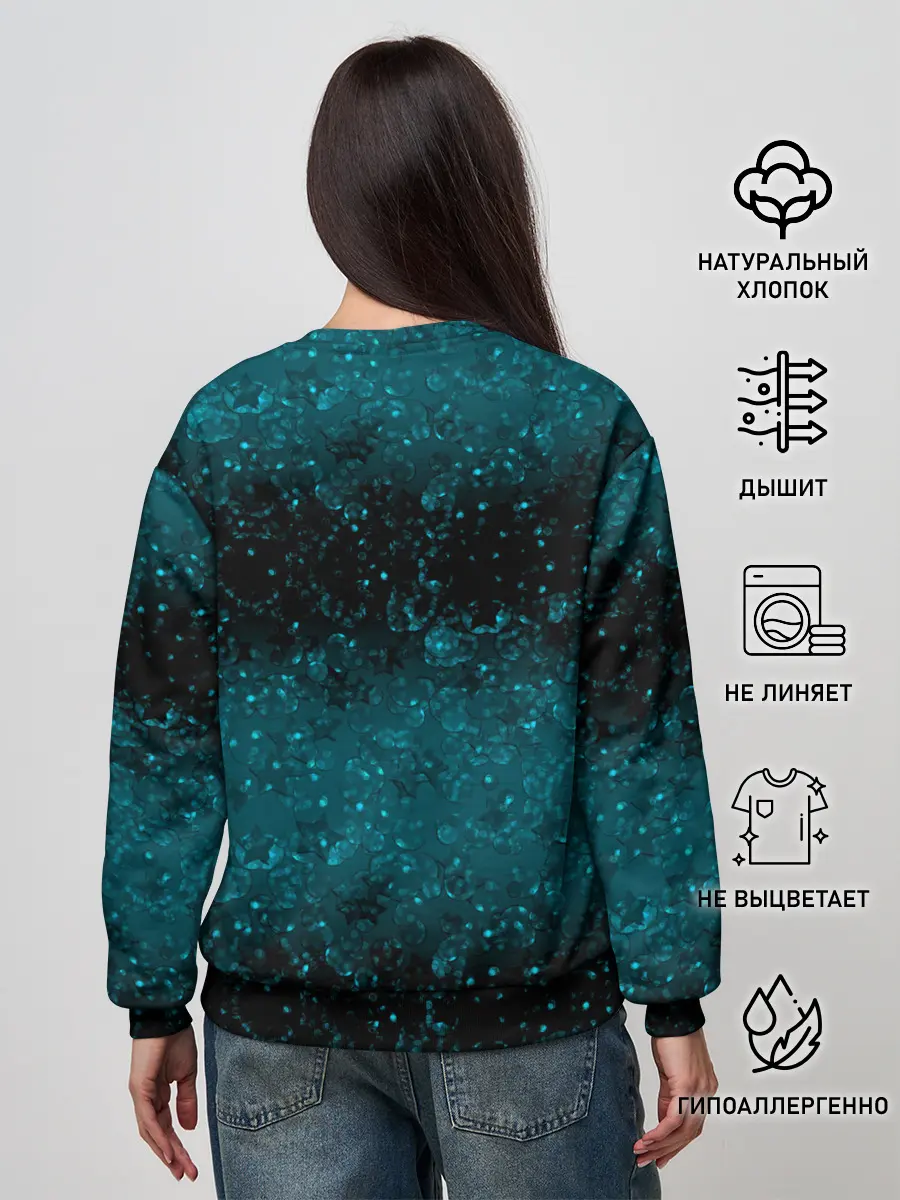 Женский свитшот / Черно-синие блестки