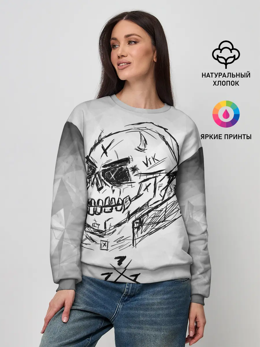 Женский свитшот / SKULL BY VIK CANEMIRA