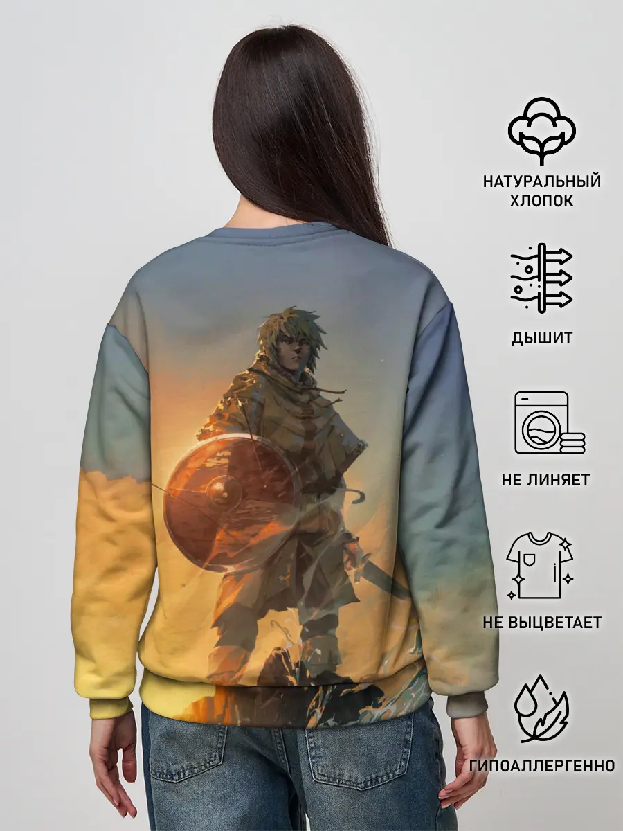 Женский свитшот / Винланд стоит на скале сага