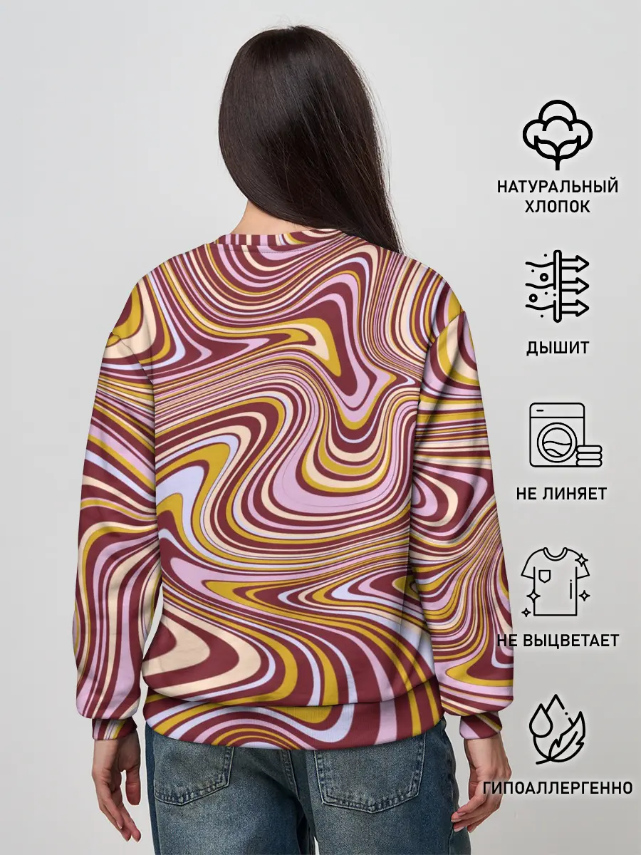 Женский свитшот / Красно-золотые разводы красок паттерн