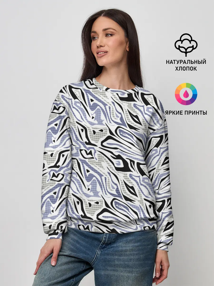 Женский свитшот / Абстрактный сиренево-черный