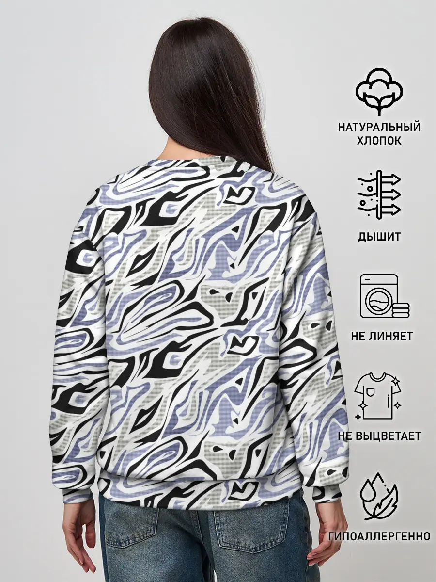 Женский свитшот / Абстрактный сиренево-черный