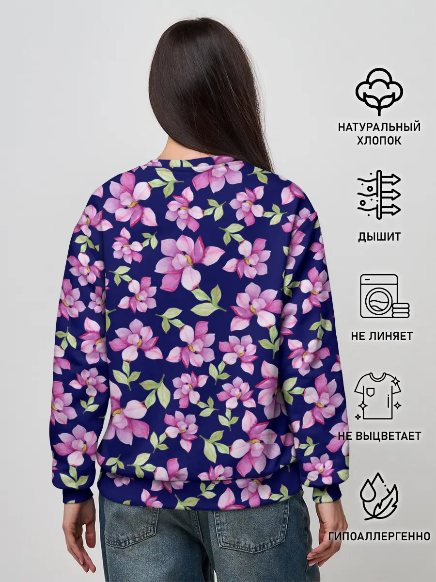 Женский свитшот / Акварельные цветы Магнолии