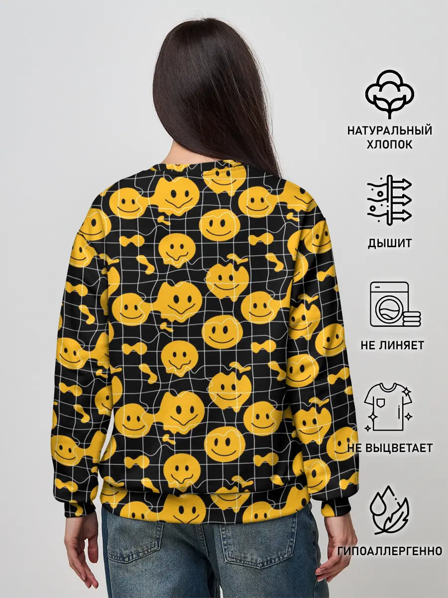 Женский свитшот / Психоделические смайлы