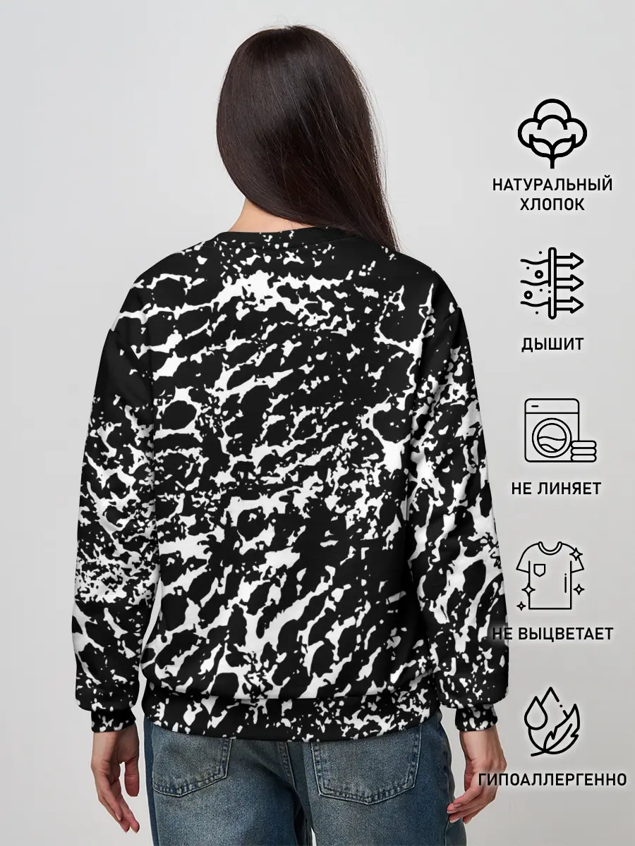 Женский свитшот / Хаос белого на черном