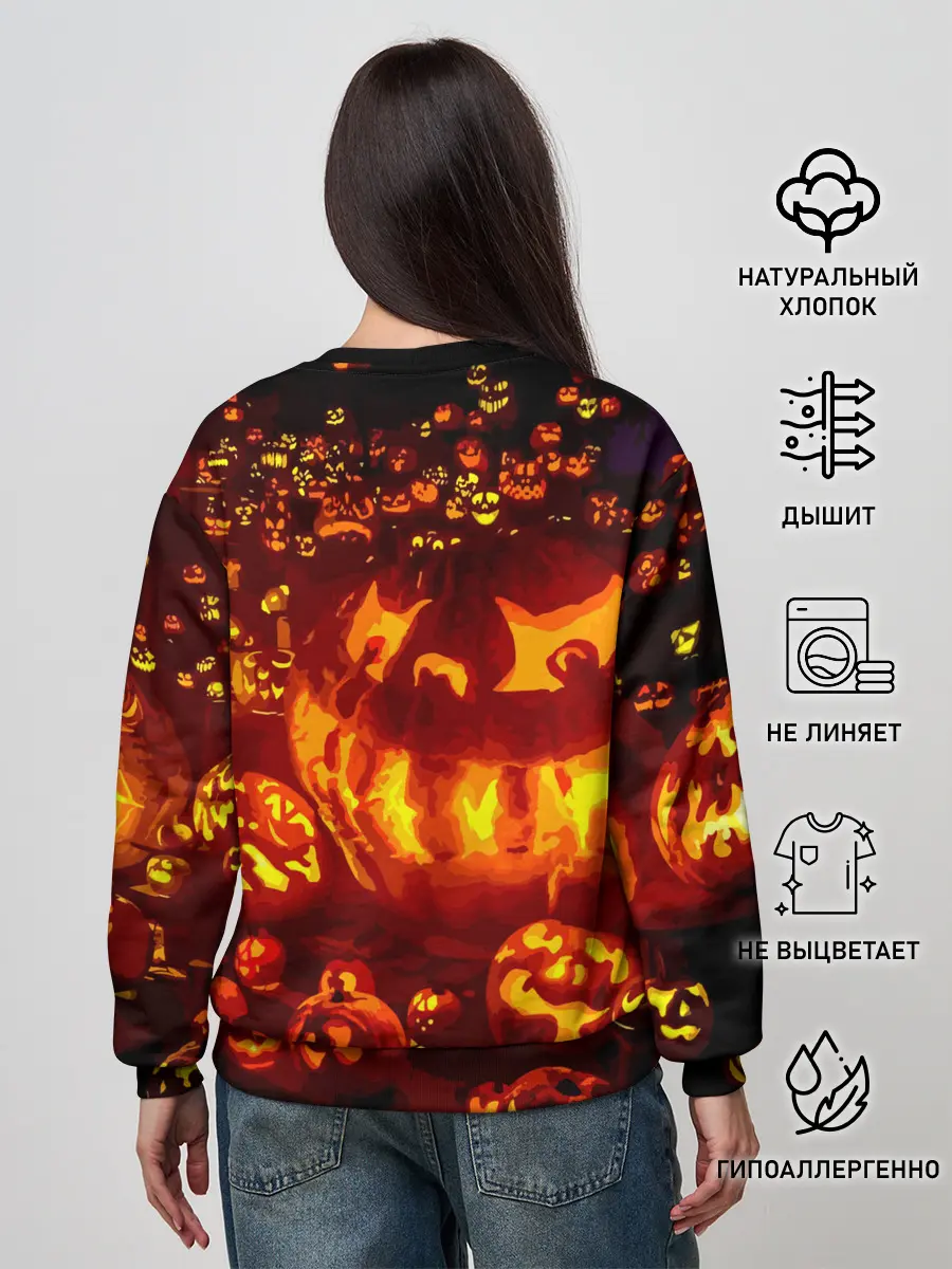 Женский свитшот / Тыквы на Хэллоуин