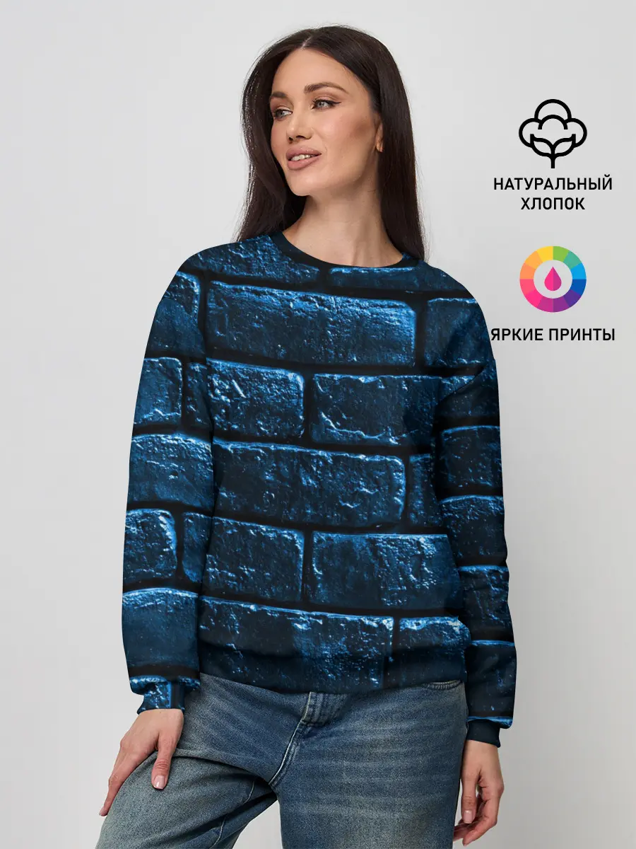 Женский свитшот / Неоновая, кирпичная стена
