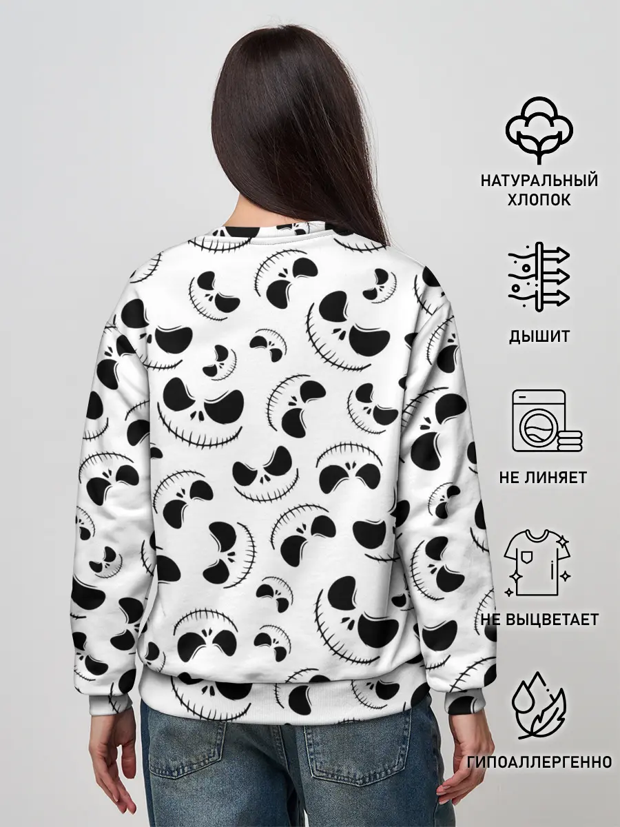 Женский свитшот / Джек Скеллингтон паттерн лицо