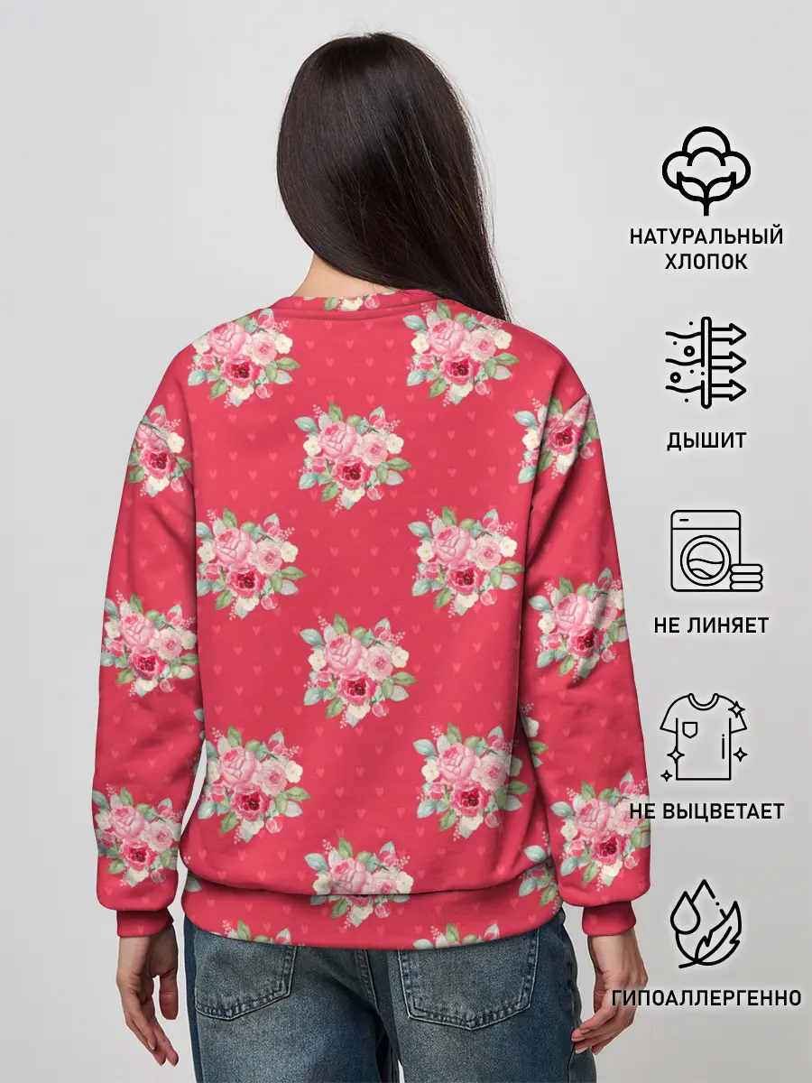 Женский свитшот / Красные цветы розы
