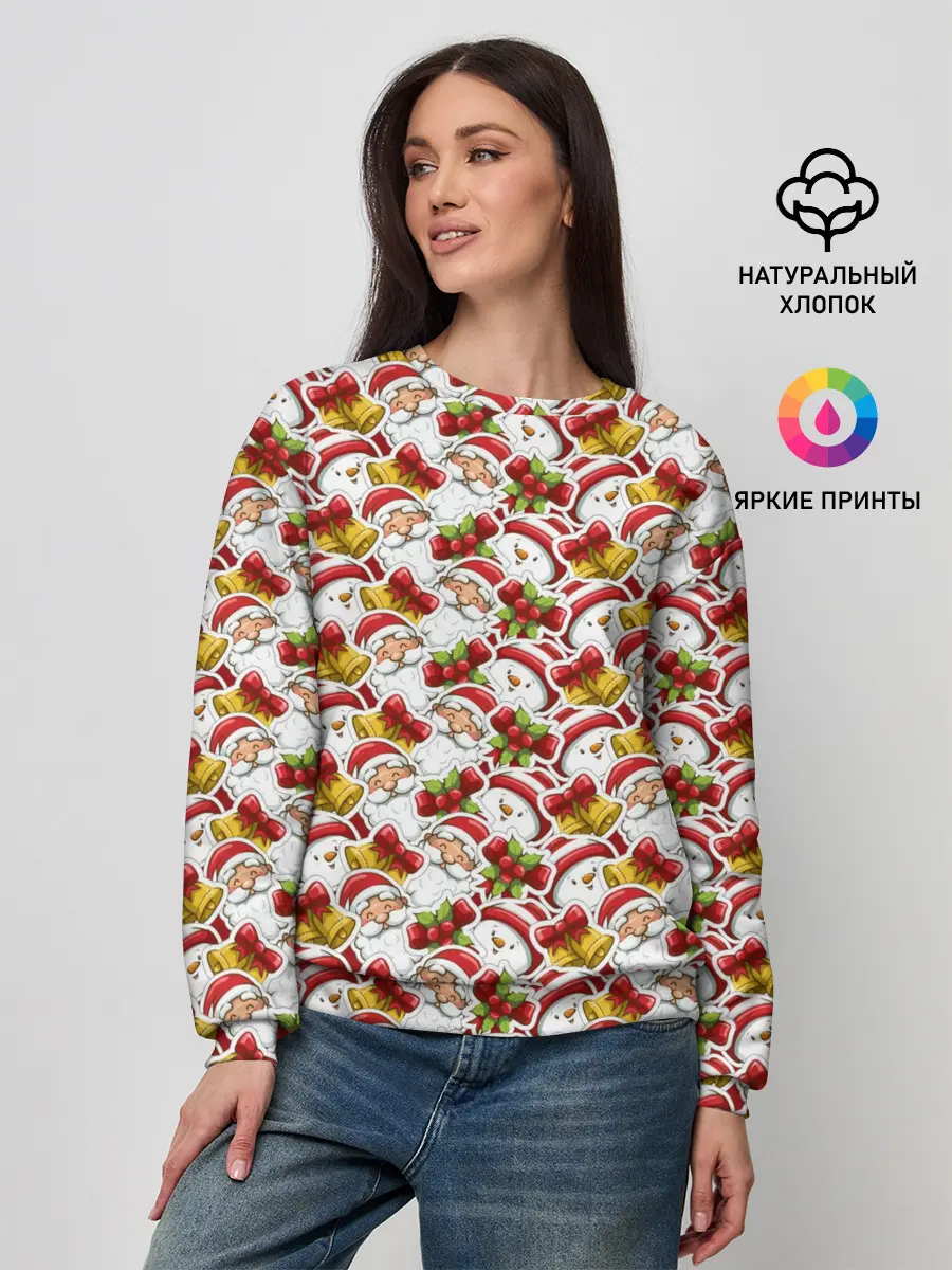 Женский свитшот / Дед Мороз и Снеговик