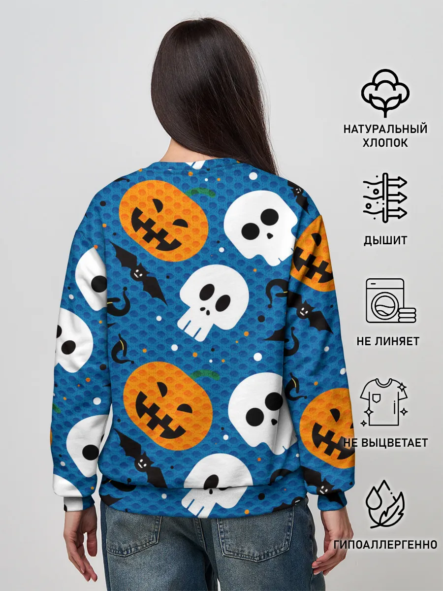 Женский свитшот / ЧЕРЕПА И ТЫКВЫ | HALLOWEEN