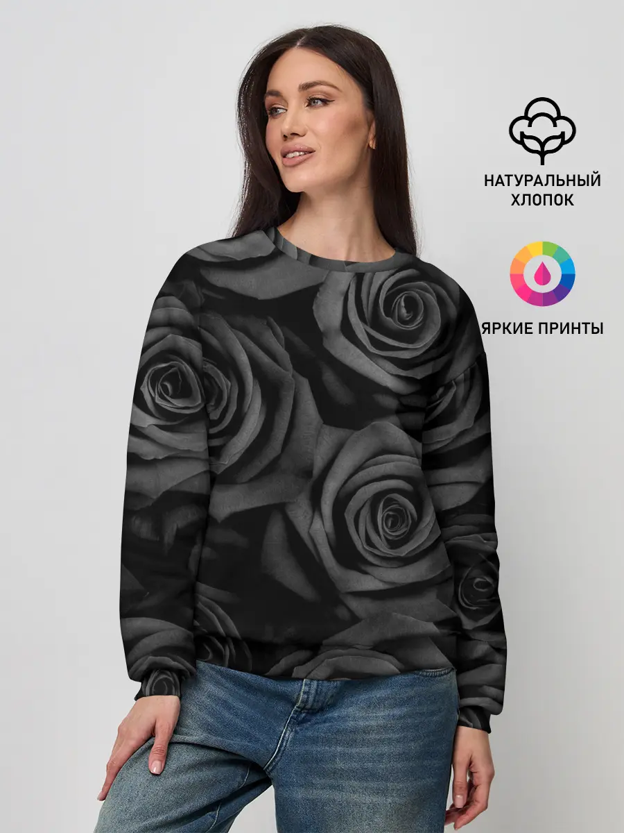 Женский свитшот / Черные розы
