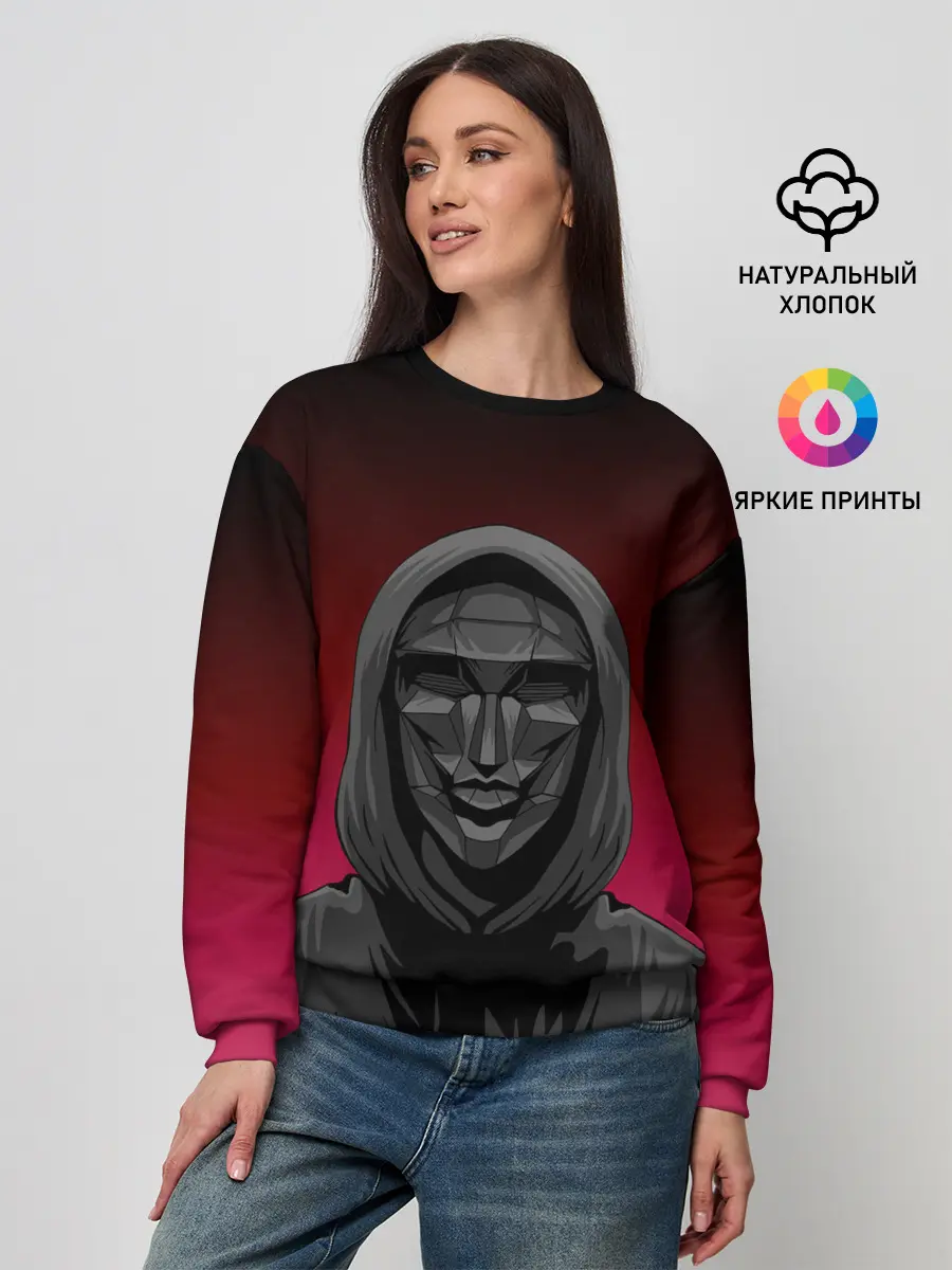 Женский свитшот / Распорядитель игры на черно розовом фоне