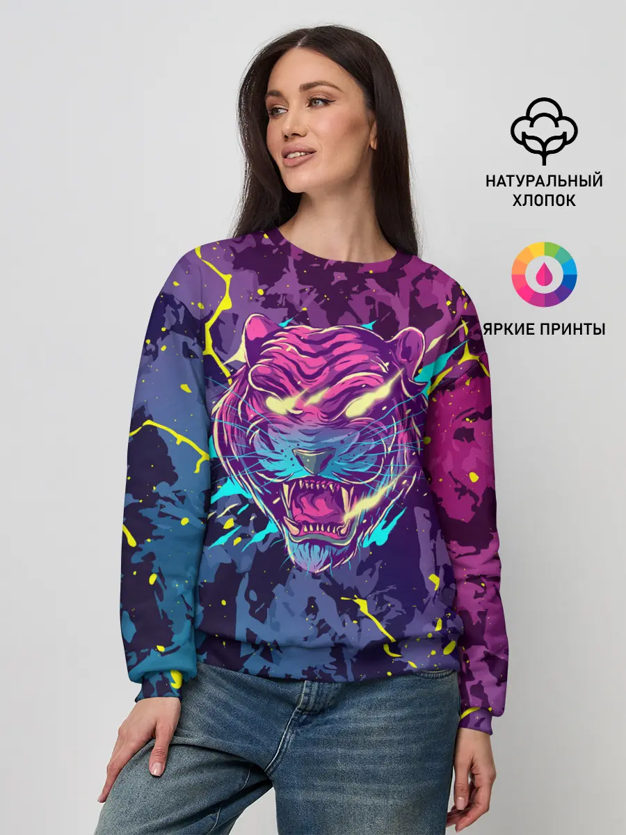 Женский свитшот / НЕОНОВЫЙ ТИГР / NEON TIGER